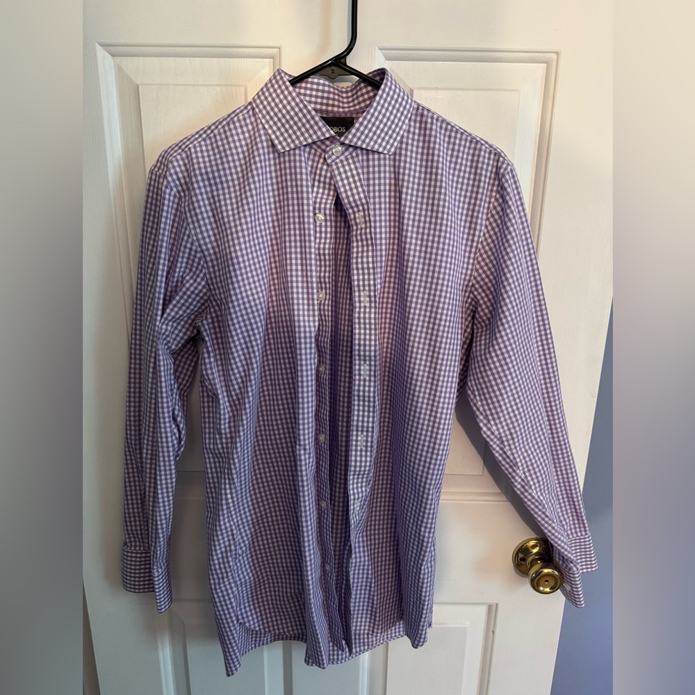 Bonobos Purple Gingham Dress in Tailored Fit 15 1/2 33